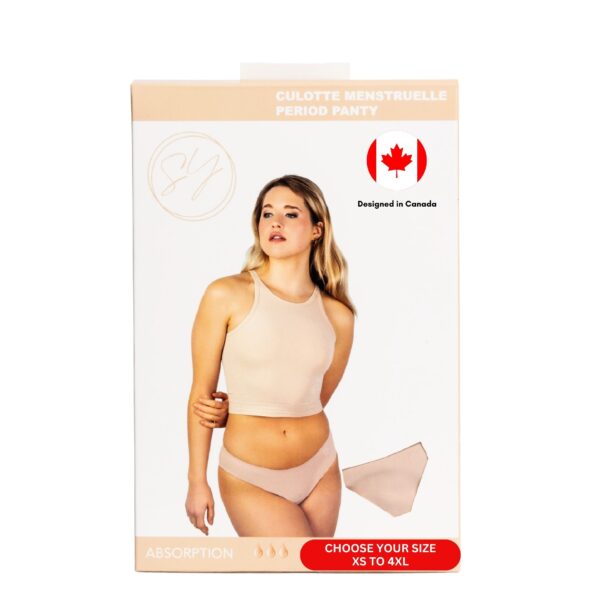 SKALY Lingerie – Culotte Menstruelle Premium BEIGE – Anti-fuites & Sans Coutures – Oeko-TEX – Lavable & Réutilisable – Tailles XS à 4XL – Flux Léger/Moyen