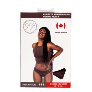 SKALY Lingerie – Culotte Menstruelle Premium MARRON – Anti-fuites & Sans Coutures – Oeko-TEX – Lavable & Réutilisable – Tailles XS à 4XL – Flux Léger/Moyen