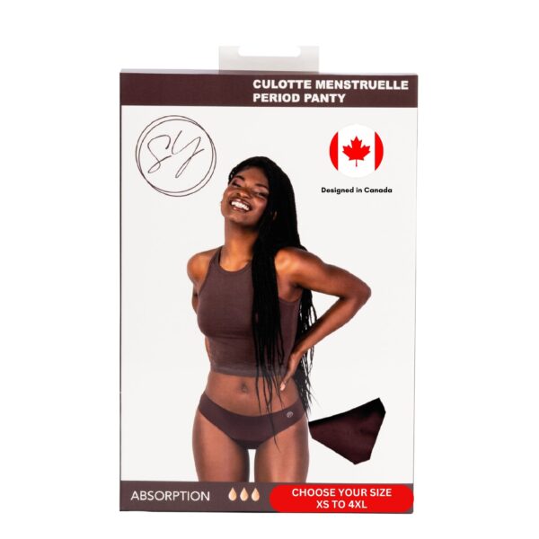 SKALY Lingerie – Culotte Menstruelle Premium MARRON – Anti-fuites & Sans Coutures – Oeko-TEX – Lavable & Réutilisable – Tailles XS à 4XL – Flux Léger/Moyen