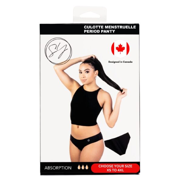 SKALY Lingerie – Culotte Menstruelle Premium NOIRE– Anti-fuites & Sans Coutures – Oeko-TEX – Lavable & Réutilisable – Tailles XS à 4XL – Flux Léger/Moyen
